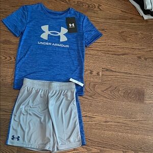 Under Armour Blue Tee and Gray Shorts Combo
